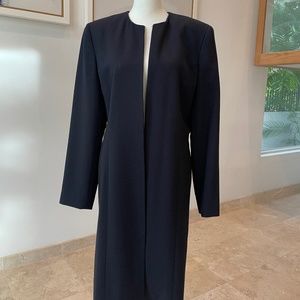 Ann Taylor long collarless blazer in dark blue